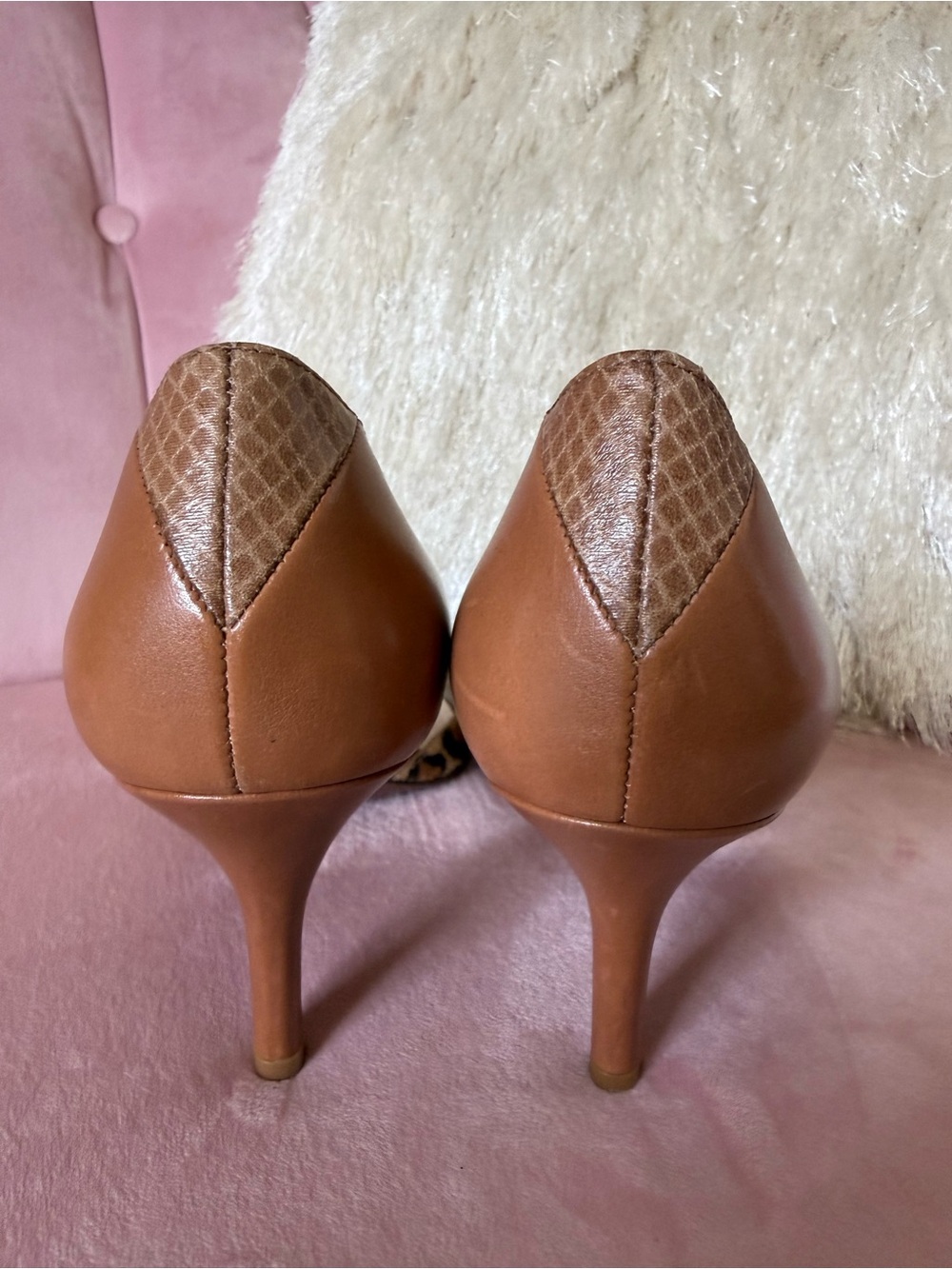 Sam Edelman Leopard Calf Hair and Brown Leather D'Orsay Pointed-Toe Heels Size 8 - Picture 4 of 12